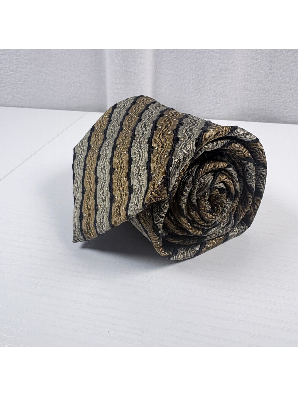 Robert Talbott Best of Class Silk Tie Mens Brown Tan Diagonal Striped Jacquard